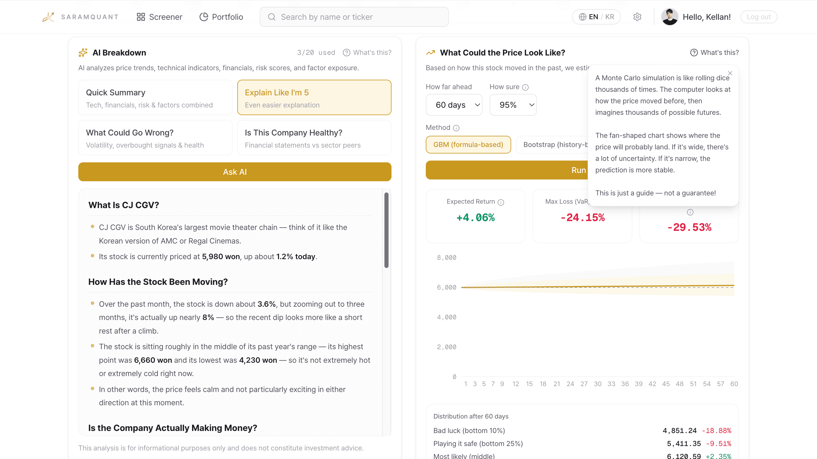AI analysis with Monte Carlo simulation
